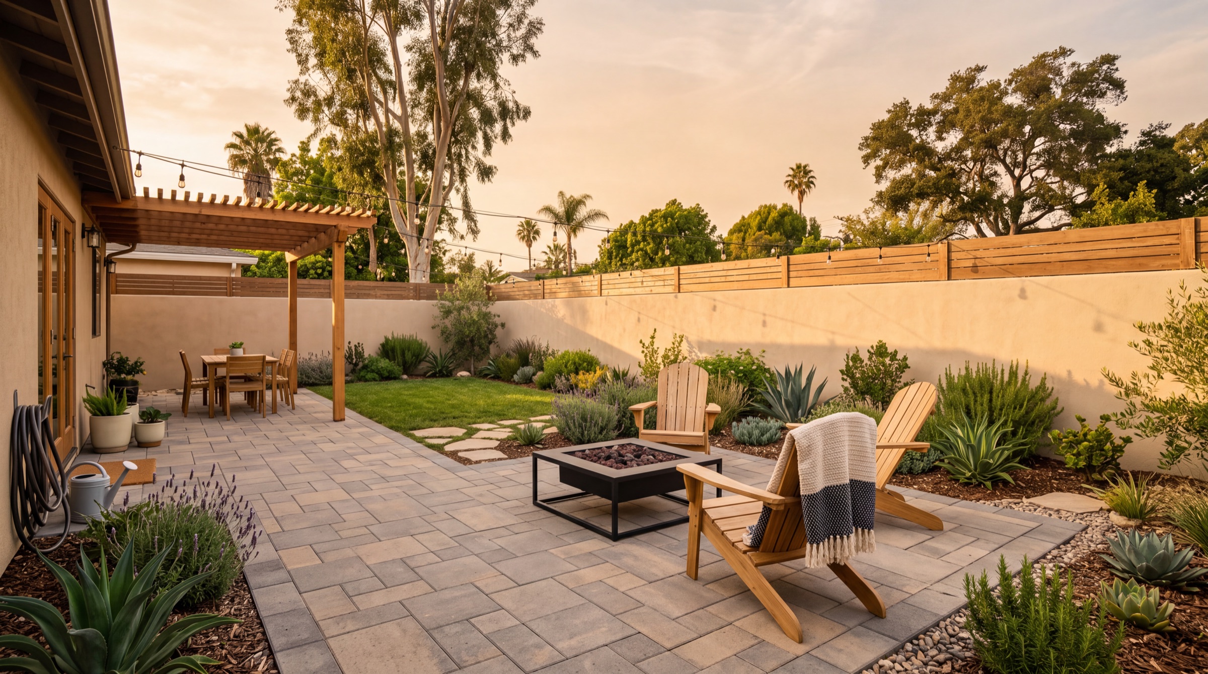 Completed paver patio and planting
